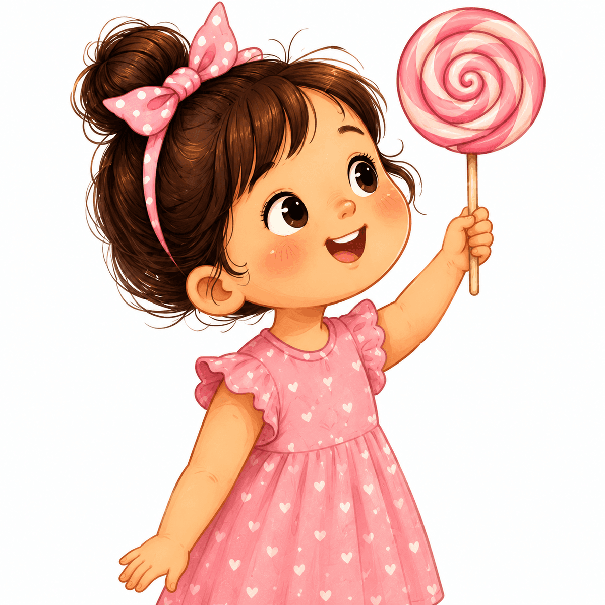 Illustration of a girl holding a lollipop